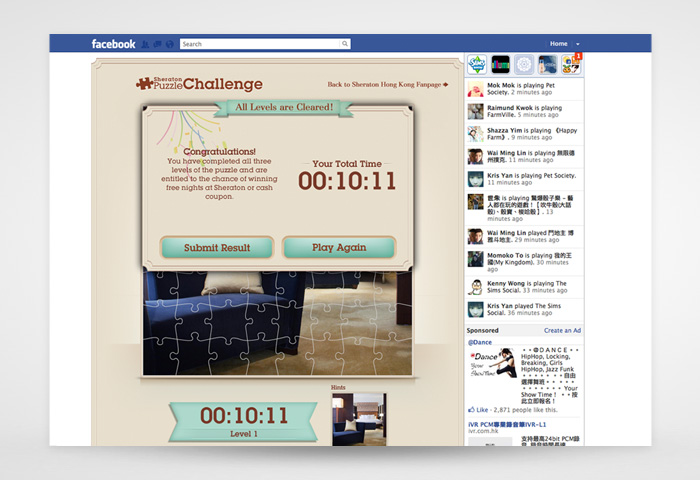 Sheraton Hotel HK Facebook Campaign